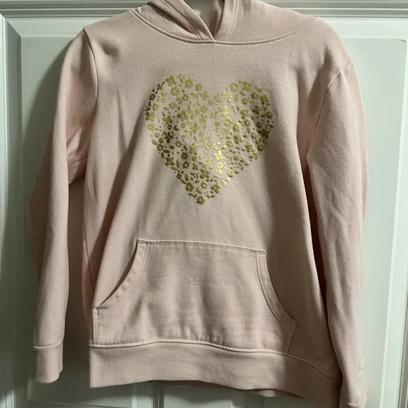 Cat & Jack Light Pink Hoodie with Gold Heart - Picture 1 of 3